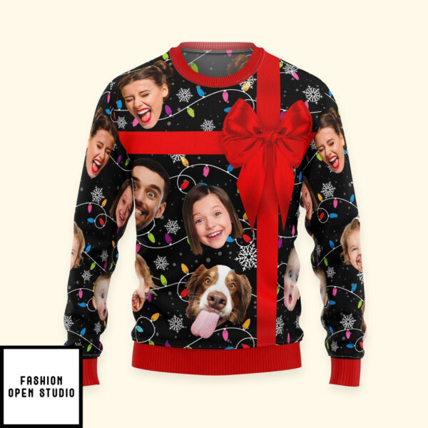 Custom Funny Face I Am Your Christmas Present Personalized Photo Ugly Sweater