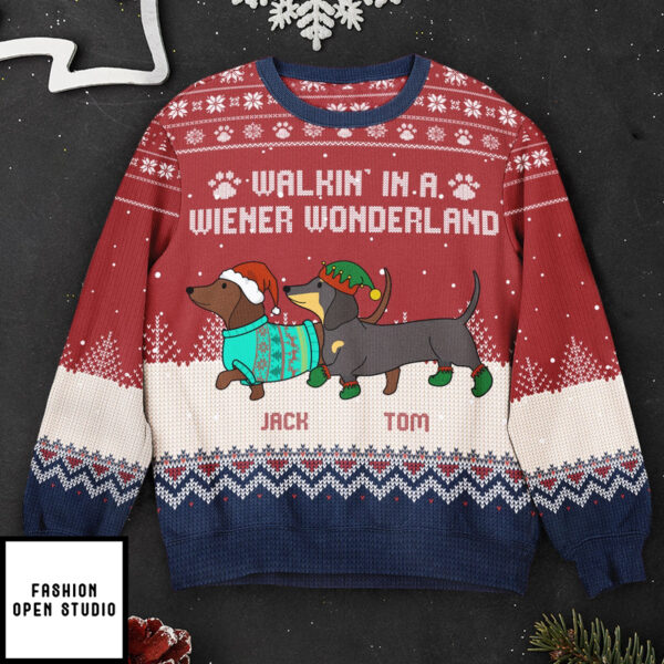 Dachshund Through The Snow Personalized Ugly Sweater