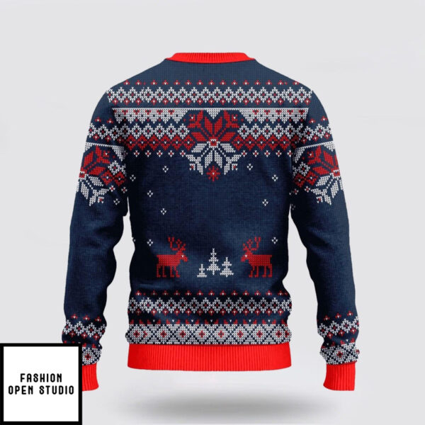 Dark Blue Christian Cross Reindeer Ugly Christmas Sweater