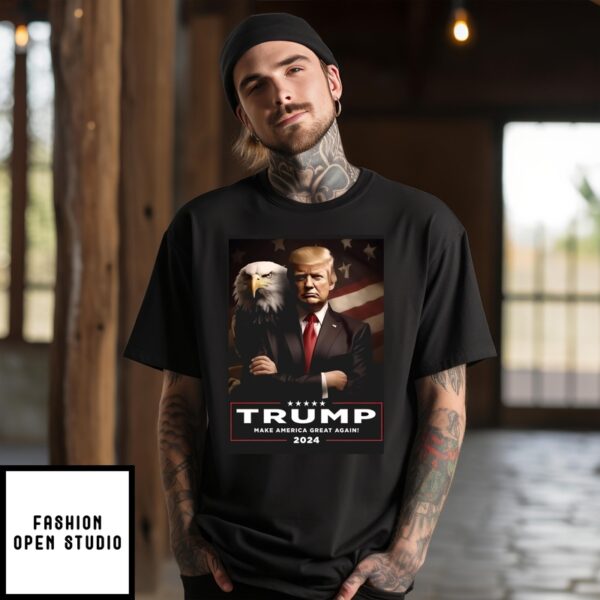 Donald Trump Eagle Make America Great Again 2024 American Flag T-Shirt