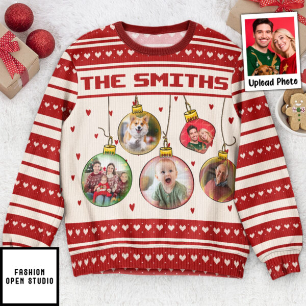 Festive Ornament As Family Personalized Photo Ugly Sweater