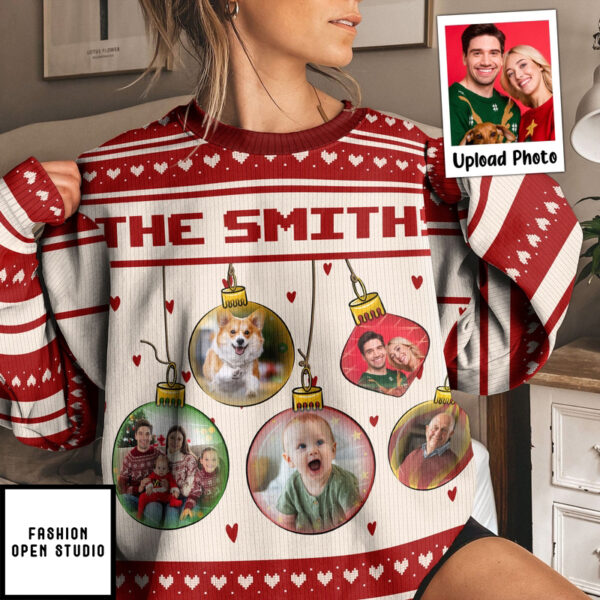 Festive Ornament As Family Personalized Photo Ugly Sweater