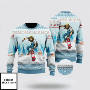 Funny Jesus Skateboarding Christmas Ugly Christmas Sweater