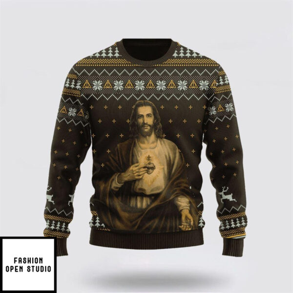 God Christ Show His Sacred Heart Ugly Christmas Sweater