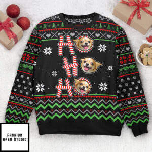 Ho Ho Ho Personalized Photo Ugly Christmas Sweater