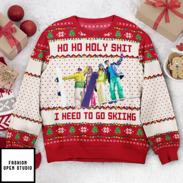 Ho Ho Holy Sh I Need To Go Hunting, Fishing, Camping Personalized Photo Ugly Sweater