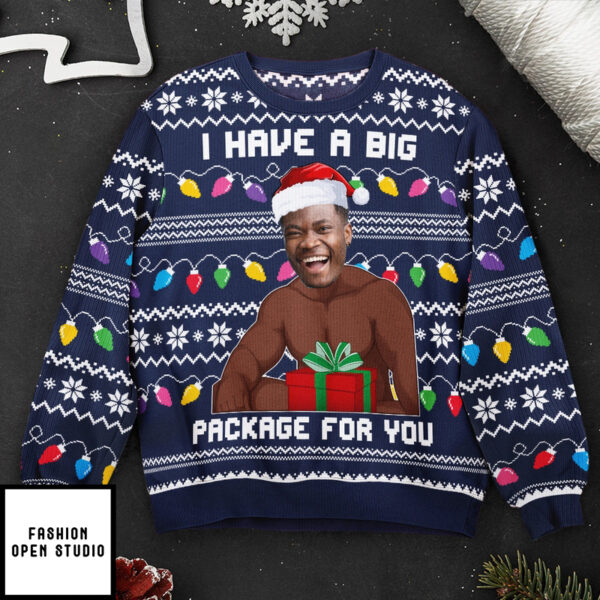 I Have A Big Package Meme For Husband Personalized Photo Ugly Sweater