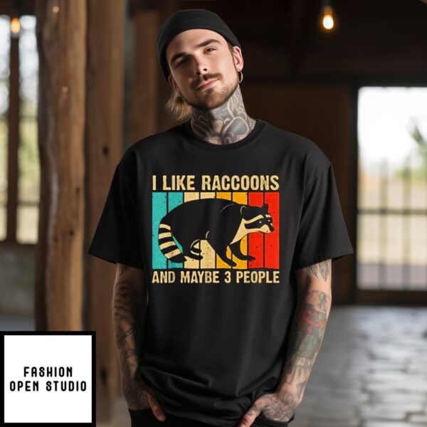 I Like Raccoons And Maybe 3 People Vintage 2024 T-Shirt