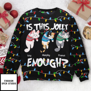 Is This Jolly Enough Hanging Cat 2  Personalized Ugly Sweater