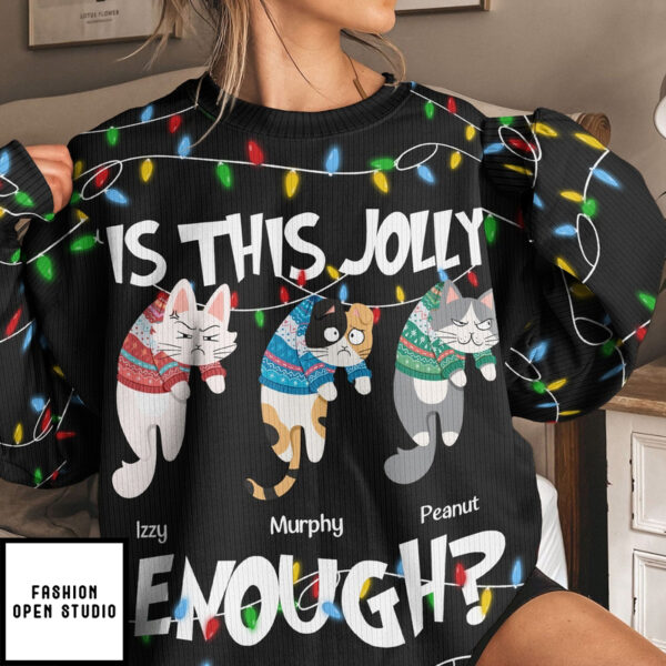 Is This Jolly Enough Hanging Cat 2  Personalized Ugly Sweater