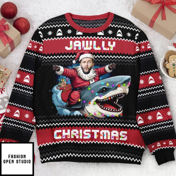 Jawlly Christmas For Shark Lovers Personalized Photo Ugly Sweater