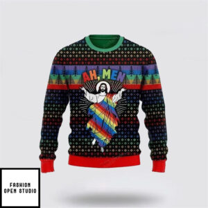 Jesus Ah Men Lgbtq Ugly Christmas Sweater