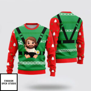 Jesus Baby Funny Red Green Ugly Christmas Sweater