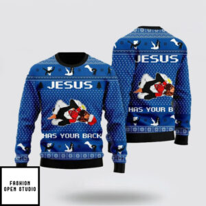 Jesus Has Your Back Jiu Jitsu Ugly Christmas Sweater