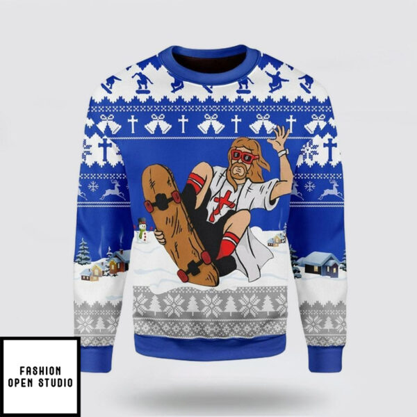 Jesus Skateboarding Christmas Ugly Christmas Sweater