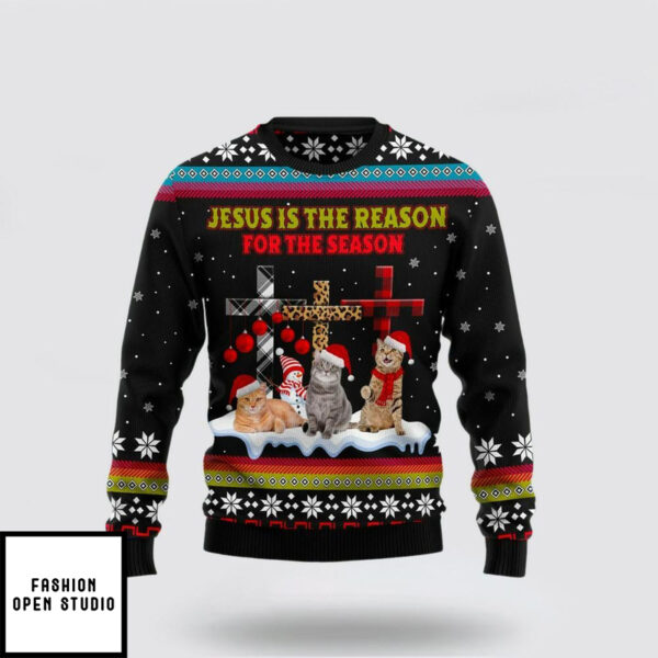 Jesus is the reason for the season Cat Ugly Christmas Sweater