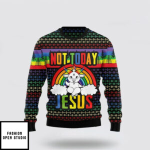 LGBT Not Today Jesus Ugly Christmas Sweater