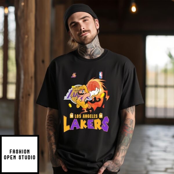 Los Angeles Lakers Super Mario Basketball Player T-Shirt