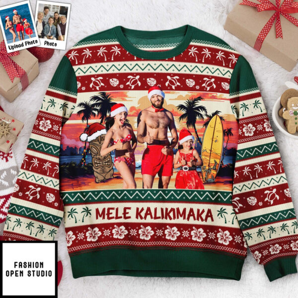 Mele Kalikimaka Personalized Photo Ugly Sweater