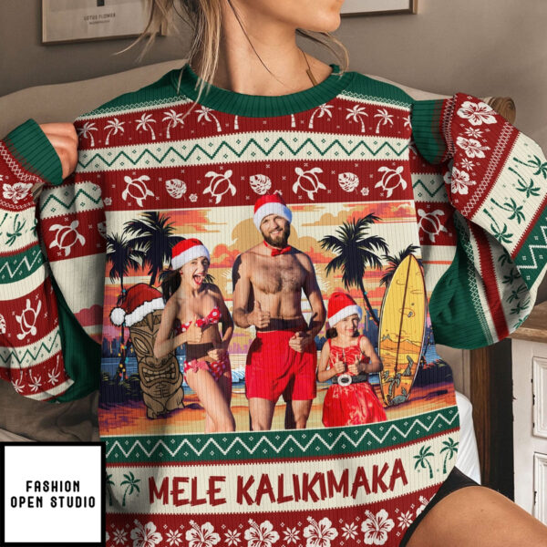 Mele Kalikimaka Personalized Photo Ugly Sweater