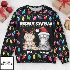 Meowy Catmas Christmas Funny Cats Personalized Ugly Sweater