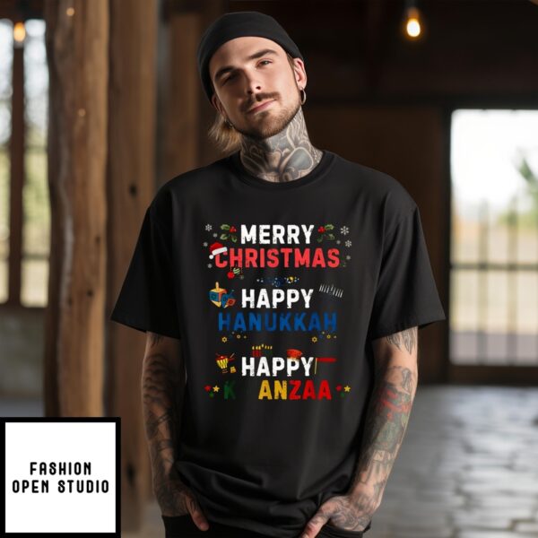 Merry Christmas Happy Hanukkah Happy Kwanzaa Vintage T-Shirt