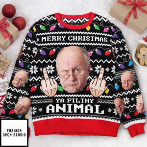 Merry Christmas Ya Filthy Animal Custom Face Personalized Photo Ugly Sweater