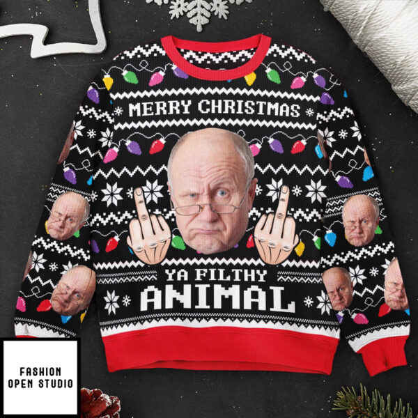 Merry Christmas Ya Filthy Animal Custom Face Personalized Photo Ugly Sweater