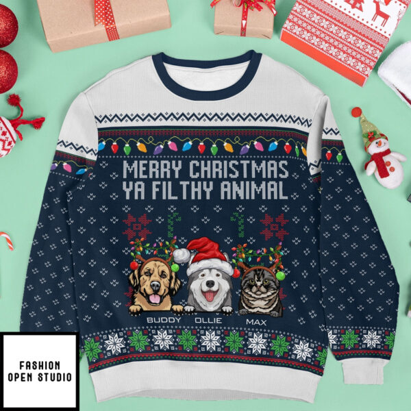 Merry Christmas Ya Filthy Animal Personalized Ugly Sweater