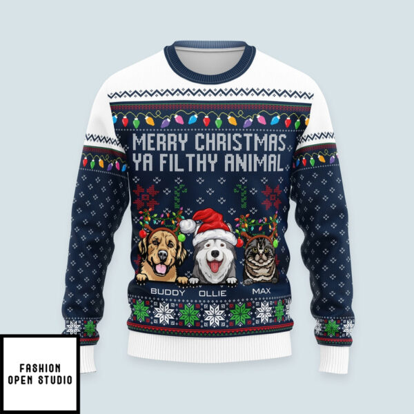 Merry Christmas Ya Filthy Animal Personalized Ugly Sweater