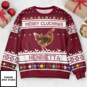 Merry Cluckmas Chicken Farmers Clucker Bird Personalized Photo Ugly Sweater