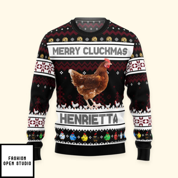 Merry Cluckmas Chicken Farmers Clucker Bird Personalized Photo Ugly Sweater