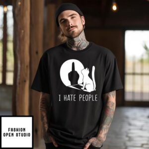 Middle Finger Cat I Hate People T-Shirt