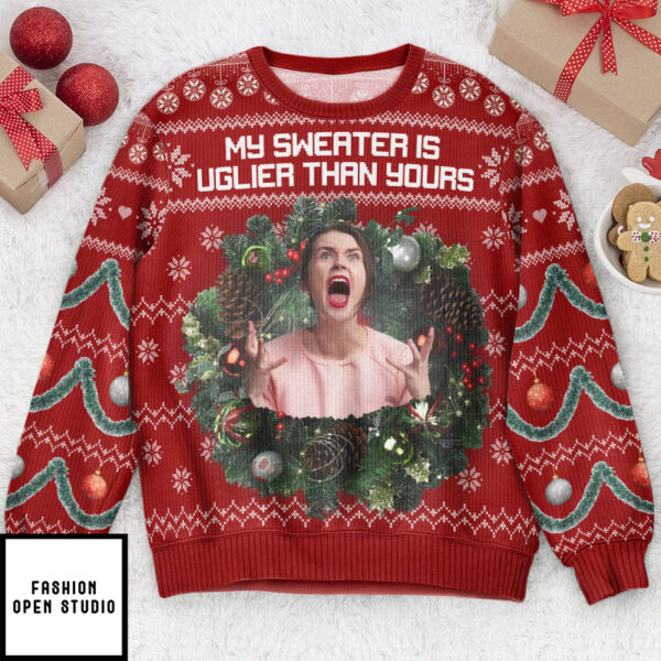 My Sweater Is Uglier Than Yours Silly Face Personalized Photo Ugly Sweater