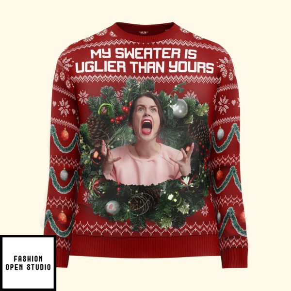 My Sweater Is Uglier Than Yours Silly Face Personalized Photo Ugly Sweater