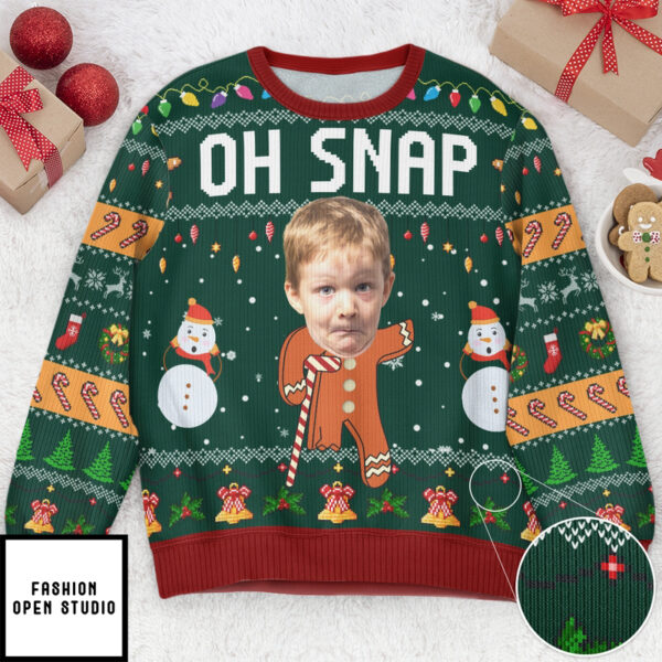 Oh Snap Gingerbread Face Photo Personalized Photo Ugly Sweater