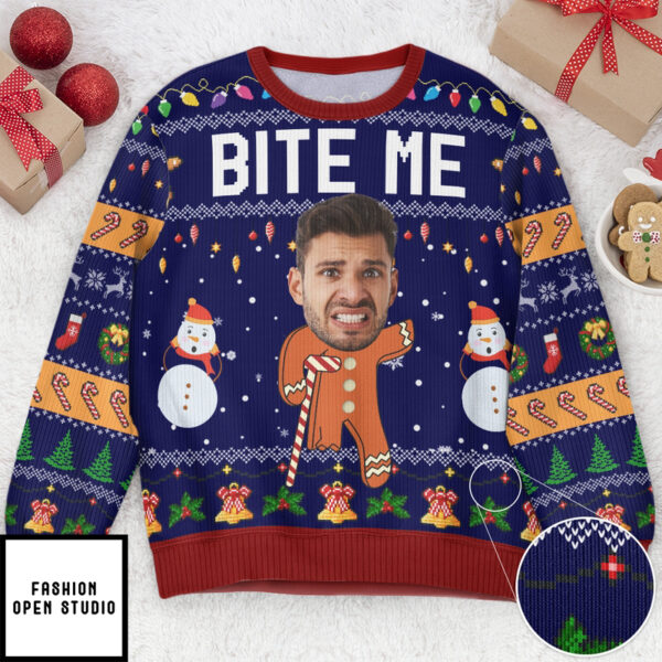 Oh Snap Gingerbread Face Photo Personalized Photo Ugly Sweater