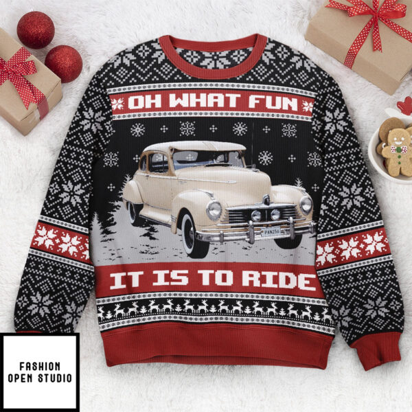 Oh What Fun It Is To Ride For Men Personalized Photo Ugly Sweater