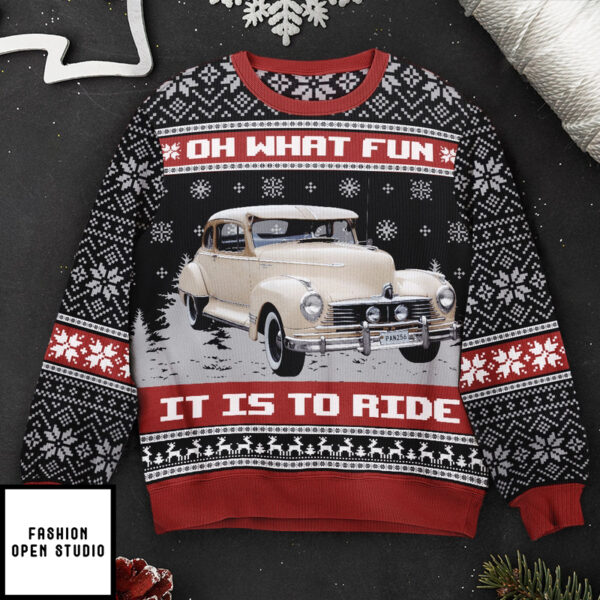 Oh What Fun It Is To Ride For Men Personalized Photo Ugly Sweater