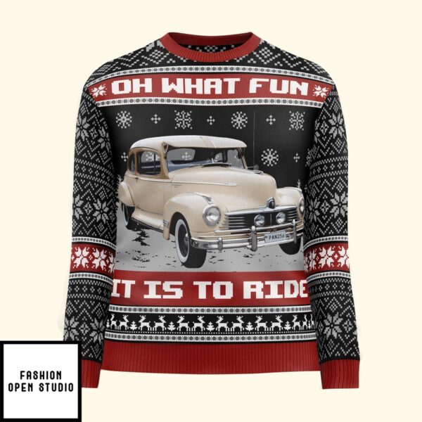 Oh What Fun It Is To Ride For Men Personalized Photo Ugly Sweater