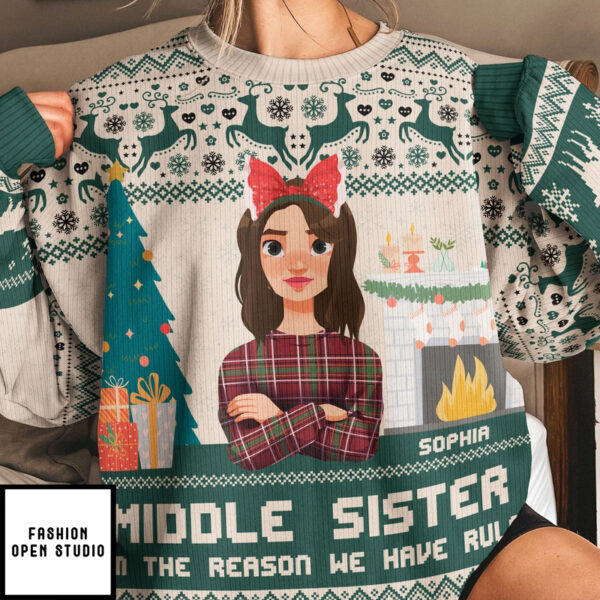 Oldest Sister I Make The Rules Personalized Ugly Sweater