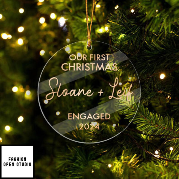 Our First Christmas Engaged Personalized Acrylic Ornament