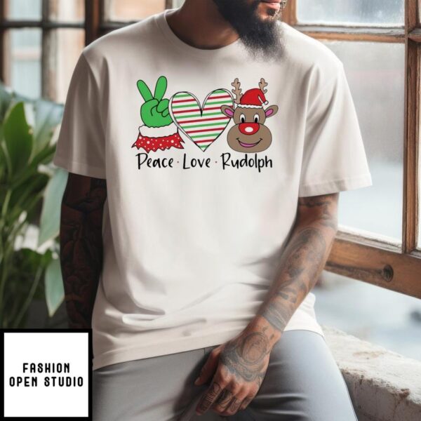 Peace Love Rudolph Christmas 2024 T-Shirt