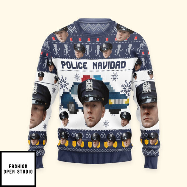 Police Navidad – Personalized Photo Ugly Sweater Police Officer Gifts For Men