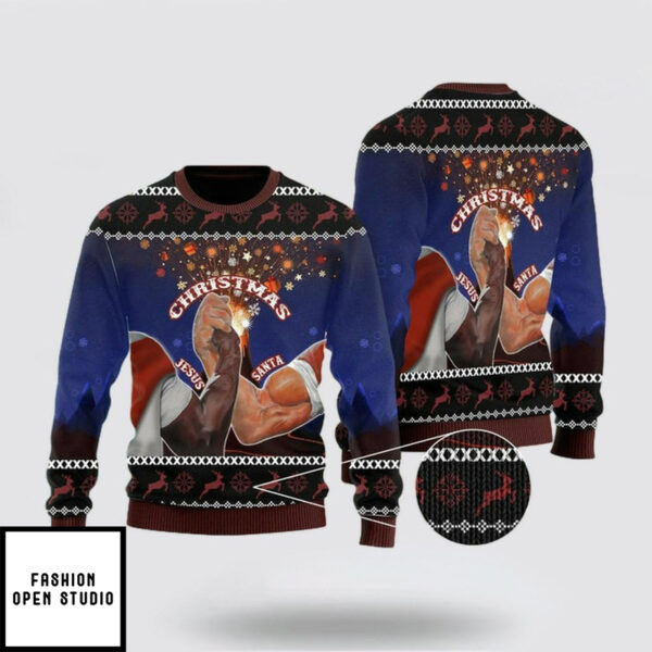 Santa And Jesus Christmas Ugly Christmas Sweater