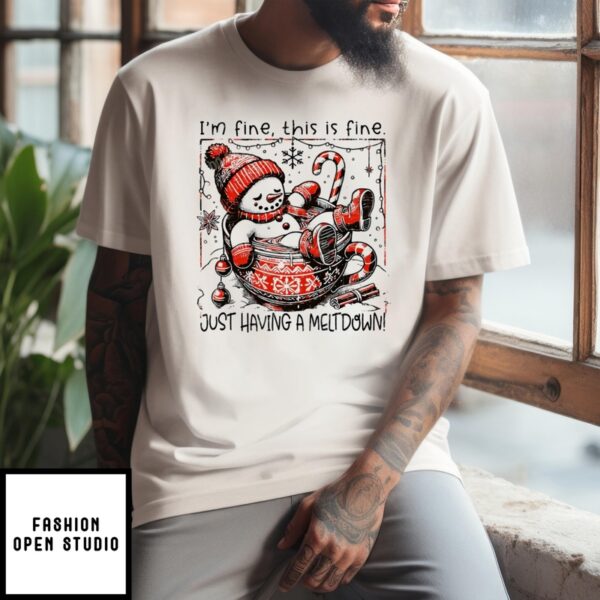 Snowman I’M Fine This Is Fine Just Having A Meltdown Christmas 2024 T-Shirt