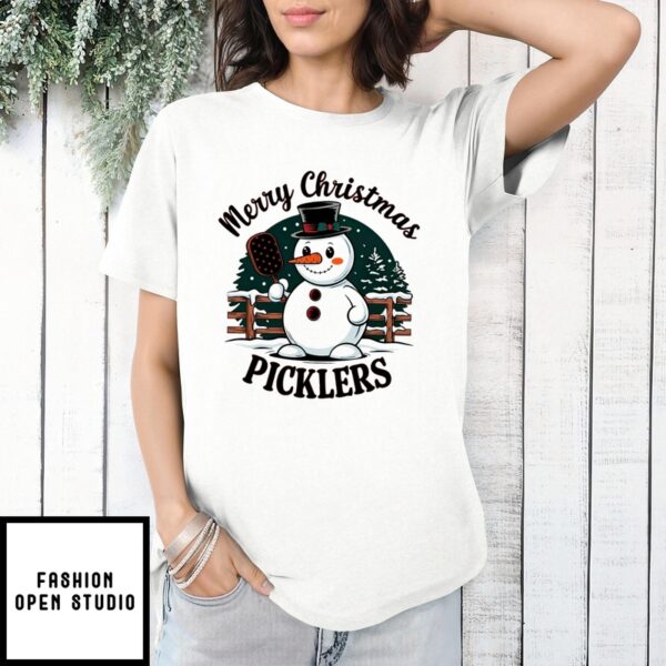 Snowman Merry Christmas Pickleball 2024 T-Shirt