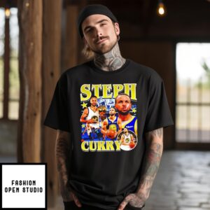 Stephen Curry Golden State Warriors Trophy Picture Collage T-Shirt