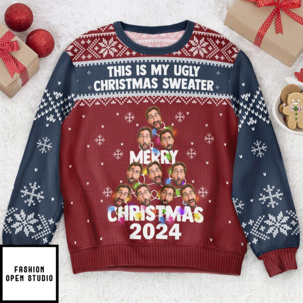 This Is My Ugly Christmas Sweater Christmas Tree Personalized Photo Ugly Sweater