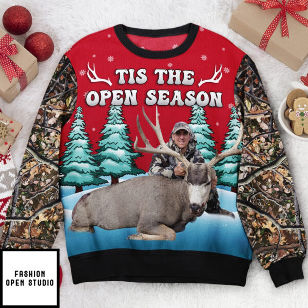 Tis The Season Gifts For Hunting Lovers Hunters Personalized Photo Ugly Sweater